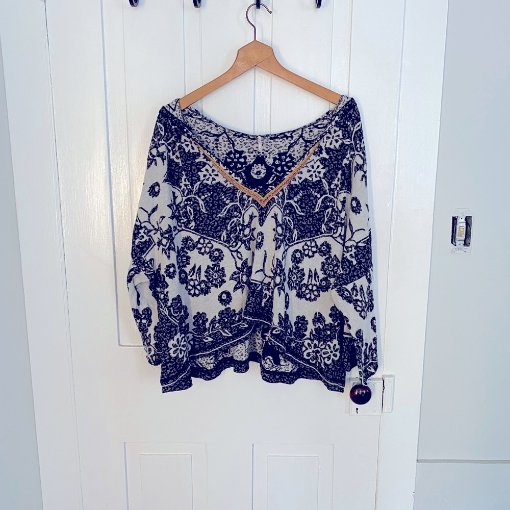 Free People Poncho-Hooded Blouse